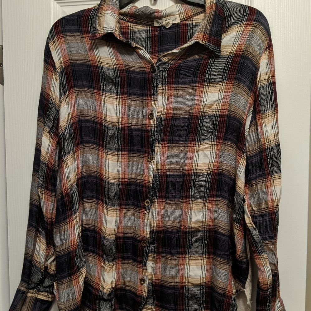 Flannel shirt with waffle back